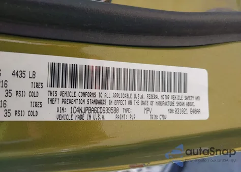 2012 Jeep Patriot Sport from USA, damaged, VIN 1C4NJPBA6CD639580